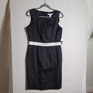 Liz Claiborne NWT Black and White Polka Dot Midi Dress Size 10
